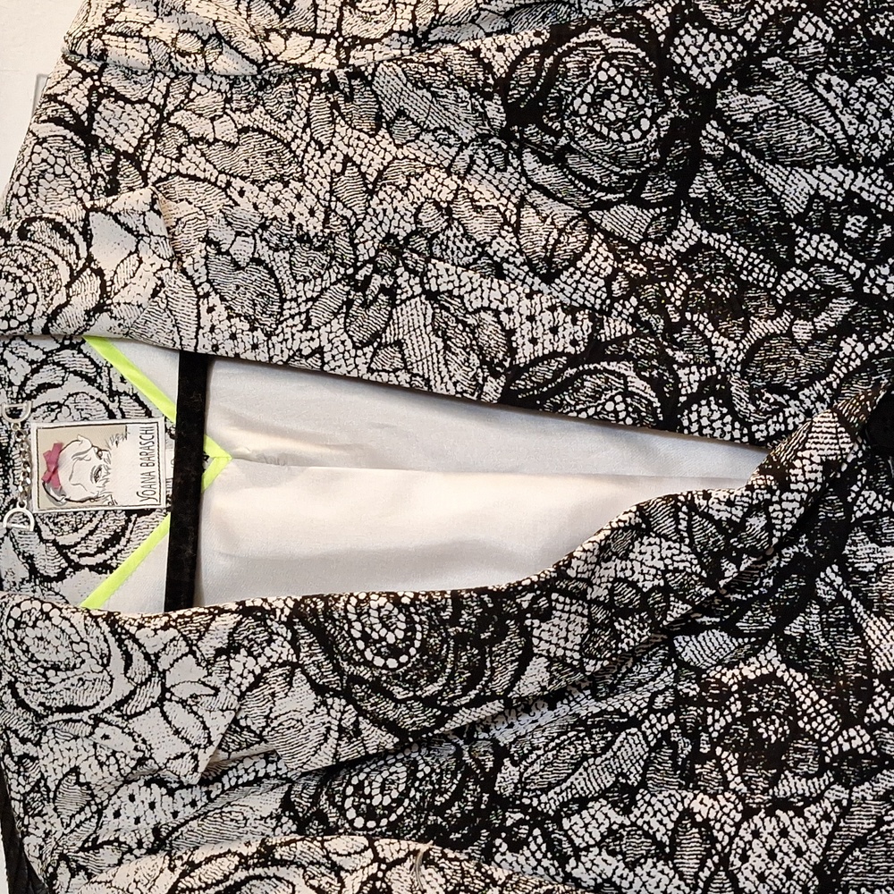 Yoana Baraschi Black and White Floral Blazer Jacket One Button Anthro Lace